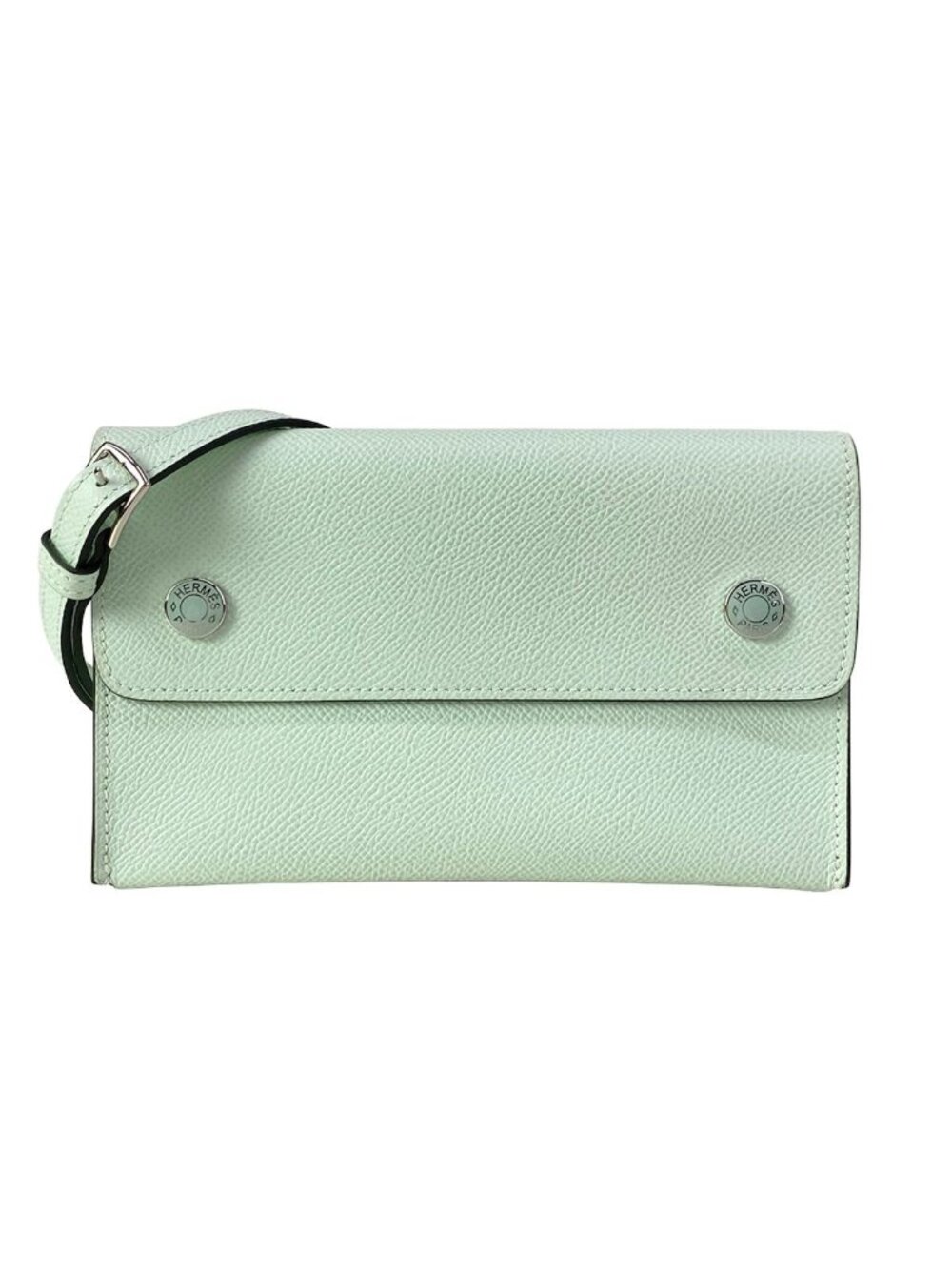 Hermes Wallet Nap to Go Vert Peppermint on Chain Silver Shoulder Bag